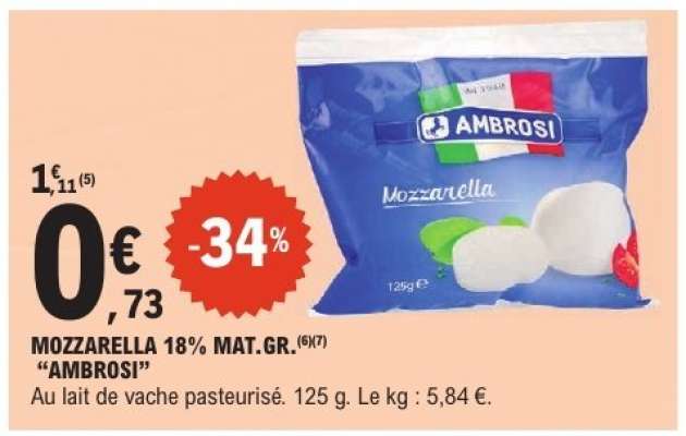 MOZZARELLA 18% MAT.GR. "AMBROSI"