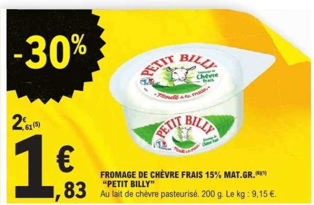 FROMAGE DE CHÈVRE FRAIS 15% MAT.GR. “PETIT BILLY”