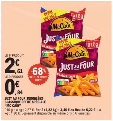 JUST AU FOUR SURGELÉES CLASSIQUE OFFRE SPÉCIALE "MC CAIN"