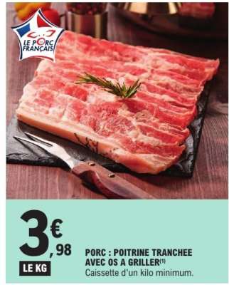 PORC : POITRINE TRANCHÉE AVEC OS À GRILLER