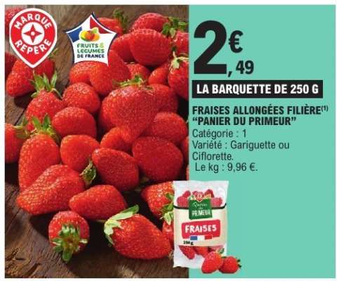 Fraises allongées filière "Panier du Primeur"