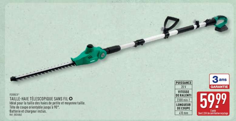 TAILLE-HAIE TÉLESCOPIQUE SANS FIL