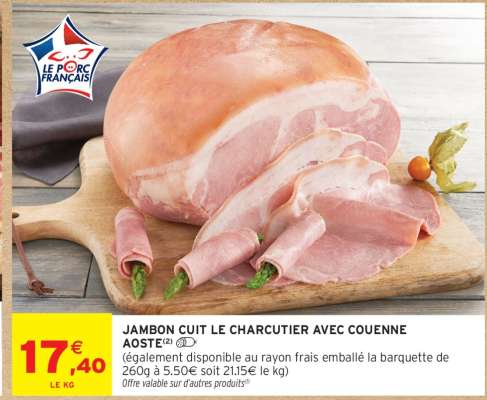 Jambon Cuit Le Charcutier Avec Couenne Aoste