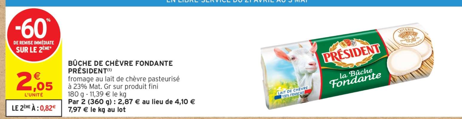 Bûche de Chèvre Fondante Président