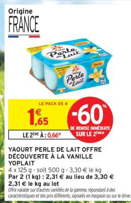 YAOURT PERLE DE LAIT OFFRE DÉCOUVERTE À LA VANILLE YOPLAIT