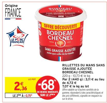 Rillettes du Mans sans graisse ajoutée Bordeaux Chesnel