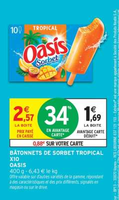 BÂTONNETS DE SORBET TROPICAL X10