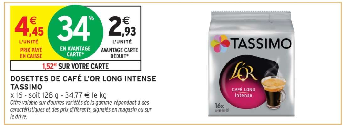 Dosettes de Café L'OR Long Intense Tassimo