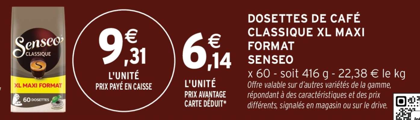 DOSETTES DE CAFÉ CLASSIQUE XL MAXI FORMAT SENSEO