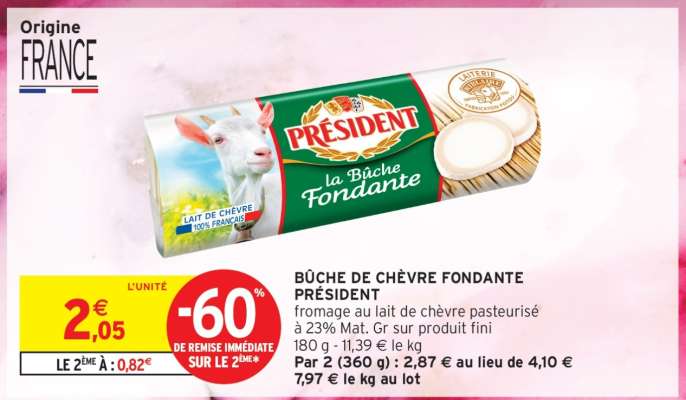 Bûche de Chèvre Fondante Président