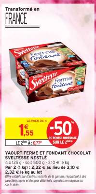 Yaourt Ferme et Fondant Chocolat Sveltesse Nestlé