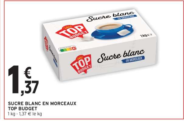 Sucre blanc en morceaux Top Budget