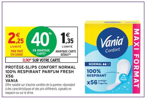 Protège-slips Confort Normal 100% Respirant Parfum Fresh X56