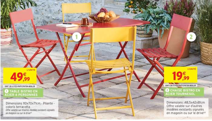 Table Bistro en Acier 4 Personnes