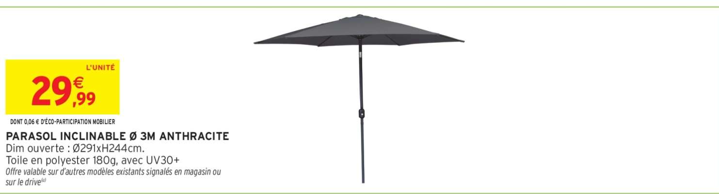 Parasol inclinable 3m anthracite
