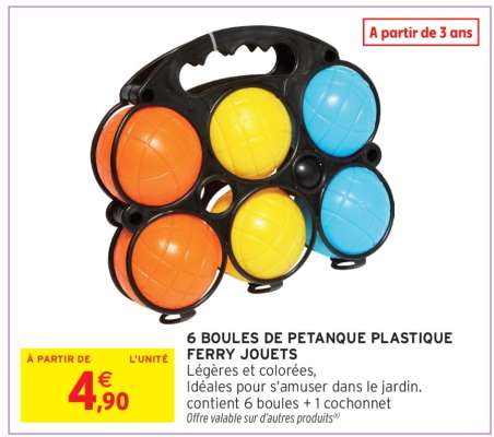6 BOULES DE PETANQUE PLASTIQUE FERRY JOUETS