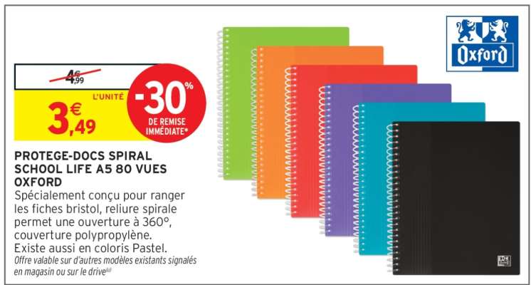 PROTEGE-DOCS SPIRAL SCHOOL LIFE A5 80 VUES OXFORD