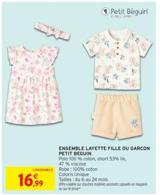ENSEMBLE LAYETTE FILLE OU GARCON PETIT BEGUIN