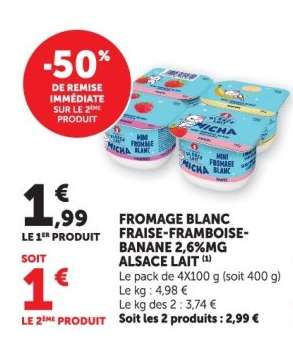 FROMAGE BLANC FRAISE-FRAMBOISE-BANANE 2,6%MG ALSACE LAIT