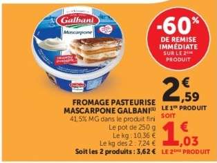 Fromage Pasteurisé Mascarpone Galbani