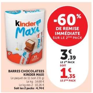 BARRES CHOCOLATÉES KINDER MAXI