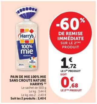 PAIN DE MIE 100% MIE SANS CROUTE NATURE HARRYS