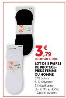 Lot de 5 paires de protège-pieds femme ou homme