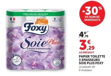 PAPIER TOILETTE 3 EPAISSEURS SOIE PLUS FOXY