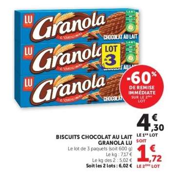 Biscuits Chocolat au Lait Granola LU
