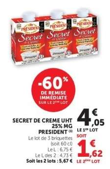 SECRET DE CREME UHT 25% MG PRESIDENT