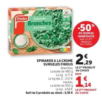 EPINARDS A LA CREME SURGELES FINDUS