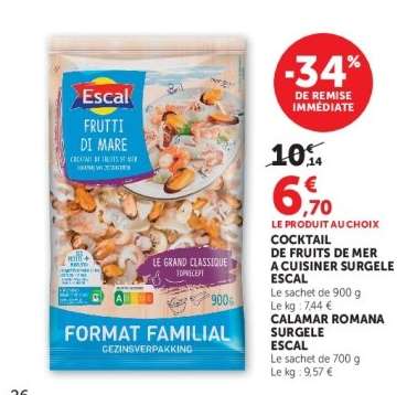 COCKTAIL DE FRUITS DE MER A CUISINER SURGELE ESCAL