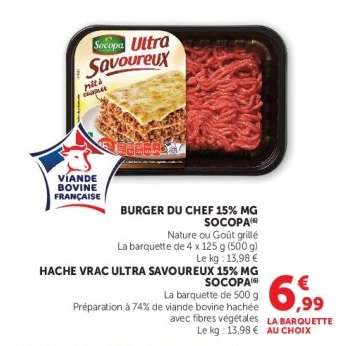 Haché Vrac Ultra Savoureux 15% MG Socopa