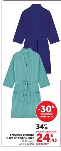 PEIGNOIR KIMONO GAZE DE COTON UNIE