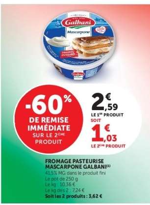Fromage Pasteurisé Mascarpone Galbani