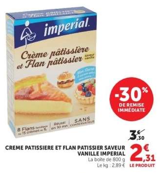 CREME PATISSIERE ET FLAN PATISSIER SAVEUR VANILLE IMPERIAL