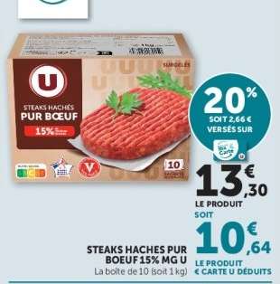 STEAKS HACHES PUR BOEUF 15% MG U