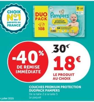 COUCHES PREMIUM PROTECTION DUOPACK PAMPERS