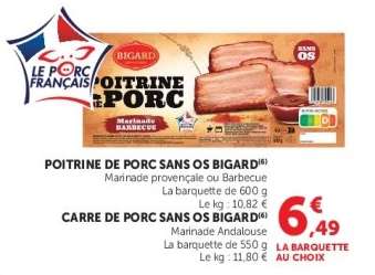 POITRINE DE PORC SANS OS BIGARD