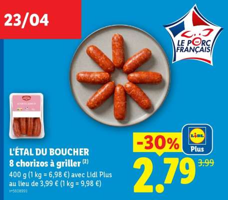L'ÉTAL DU BOUCHER 8 chorizos à griller