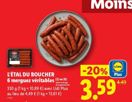 L'ÉTAL DU BOUCHER 6 merguez véritables