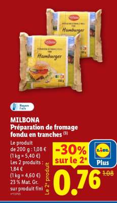 MILBONA Préparation de fromage fondu en tranches