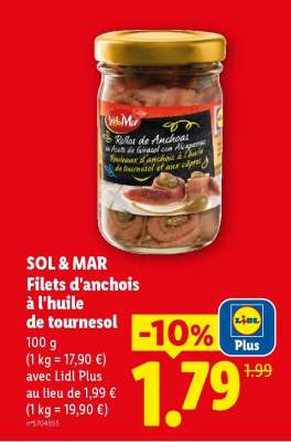 SOL & MAR Filets d'anchois à l'huile de tournesol