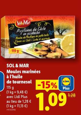 SOL & MAR Moules marinées à l'huile de tournesol