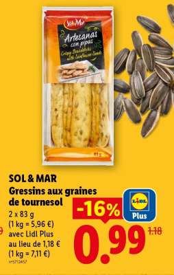 SOL & MAR Gressins aux graines de tournesol