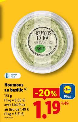 Houmous au basilic