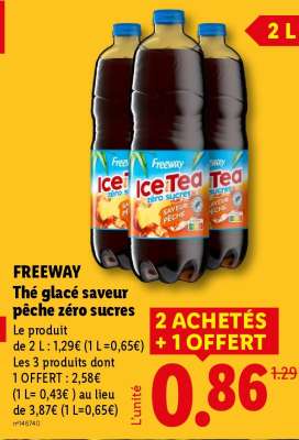 FREEWAY Thé glacé saveur pêche zéro sucres