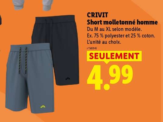 CRIVIT Short molletonné homme
