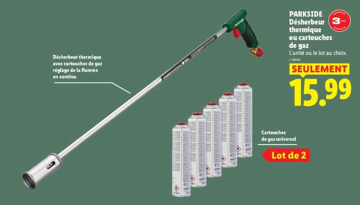 PARKSIDE Désherbeur thermique ou cartouches de gaz
