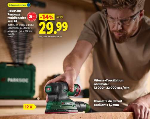 PARKSIDE Ponceuse multifonction sans fil